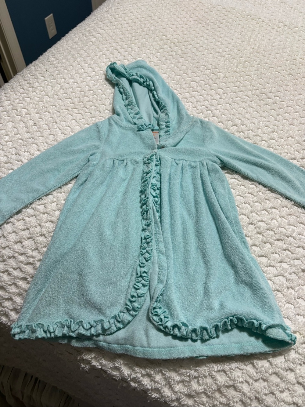Gymboree Light Aqua Hooded Ruffle Dress/Cardigan